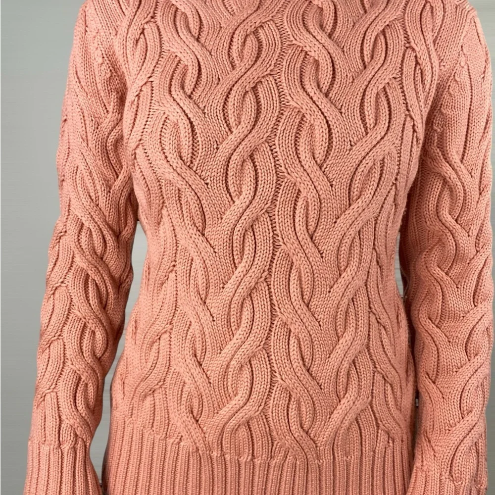 COS Wool Cable Knit Jumper Chunky Mock Neck Pink Thick Fall‎ Winter